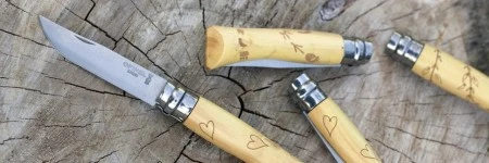 Набор в деревянной коробке из 6 ножей Opinel №7 Nature, нержавеющая сталь, рукоять самшит, гравировк, 001555