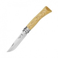 Нож Opinel №7 Nature, нержавеющая сталь, рукоять самшит, гравировка волны, 001552