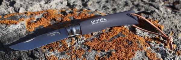 Нож Opinel №8 Trekking, нержавеющая сталь, кожаный темляк, серый, 001706