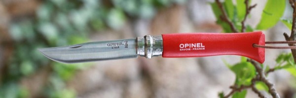 Нож Opinel №8 Trekking, нержавеющая сталь, кожаный темляк, красный, 001705